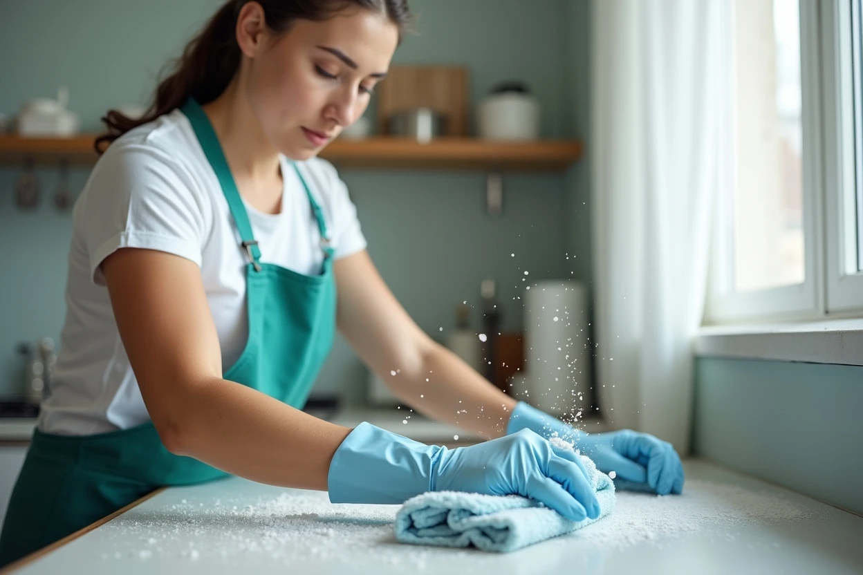 Detalle de polvo en zócalo y repisa tras obra